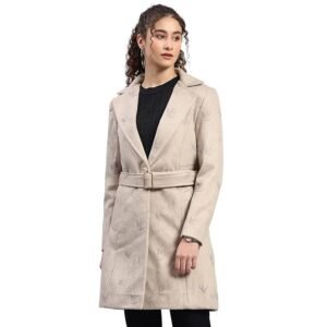 Womens Regular Fit Printed Button Closure Full Sleeve Winter Coat | Warm Woolen Overcoat for Ladies | Stylish Long Sleeve Buttoned Jacket(Pack of 1)