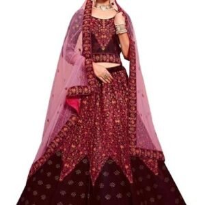 Women's Astonishing Maroon Color Satin Base Lehenga Set For Women