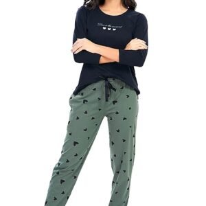 Women's Cotton Heart Print Top & Payjama Full Sleeve Night Suit Set