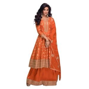 Women's Straight Palazzo Set - Top & Palazzo Pants | Comfortable & Stylish 2-Piece Ethnic Outfit | Orange | Free Size