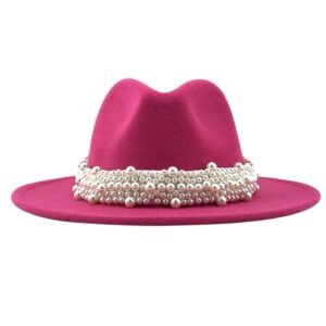 MYADDICTION Cashmere Fedora Hat Womens Wide Brim Jazz Cap Bowler Hat Dress Hats Rose Red Clothing, Shoes & Accessories | Womens Accessories | Hats