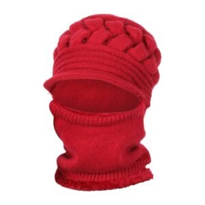 MYADDICTION Winter Women Hat Warm Skullies Scarf Crochet Casual Cap Red