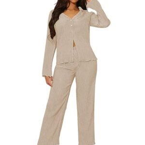 Co ord Set for Women Stylish | Dress for Woman | Winter Cord Set for Women | Trendy Poly Lycra Textured Blend Pajama Set | Pyjama Set for Beach & Resort Outfits Full Sleeve