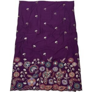 Women's Purple Embroidered Lehenga Choli Fabric Set for Women | Heavy Zari & Thread Work with Mirror Embellishment