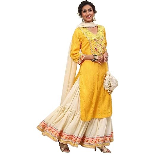 Women Viscose Straight Kurta Skirt Suit Set - Image 3