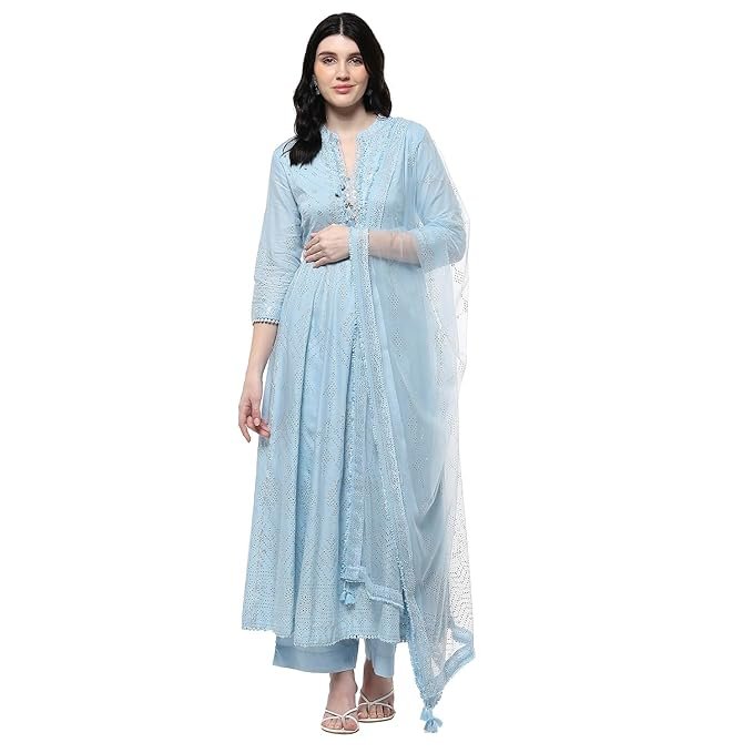 Women Cotton Anarkali Printed Suit Set