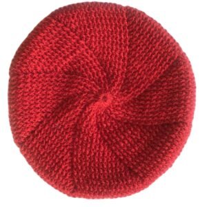 Wulies Crochet Handmade Woolen Beret Cap Orange Red for Girls & Boys, Men & Women